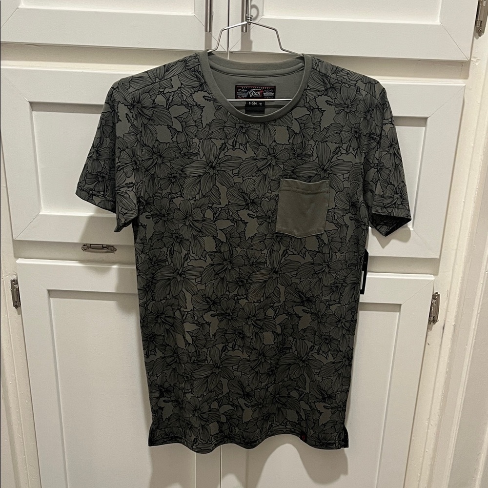 Floral Patterned Gray T-Shirt